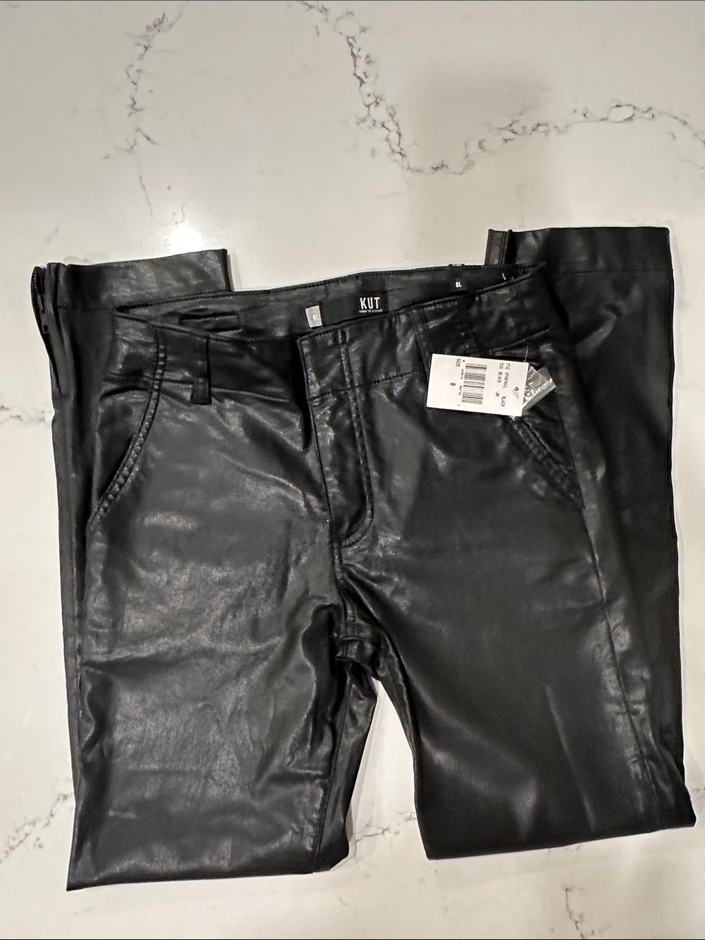 Kut from the Kloth Black Coated Ankle Straight Leg Jeans